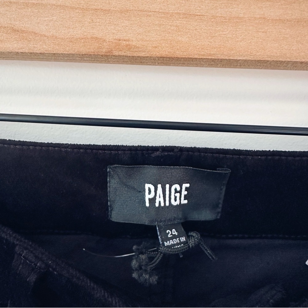 Paige Women’s Cindy Twisted Seam Slit Pants Black Velvet - Picture 3 of 7